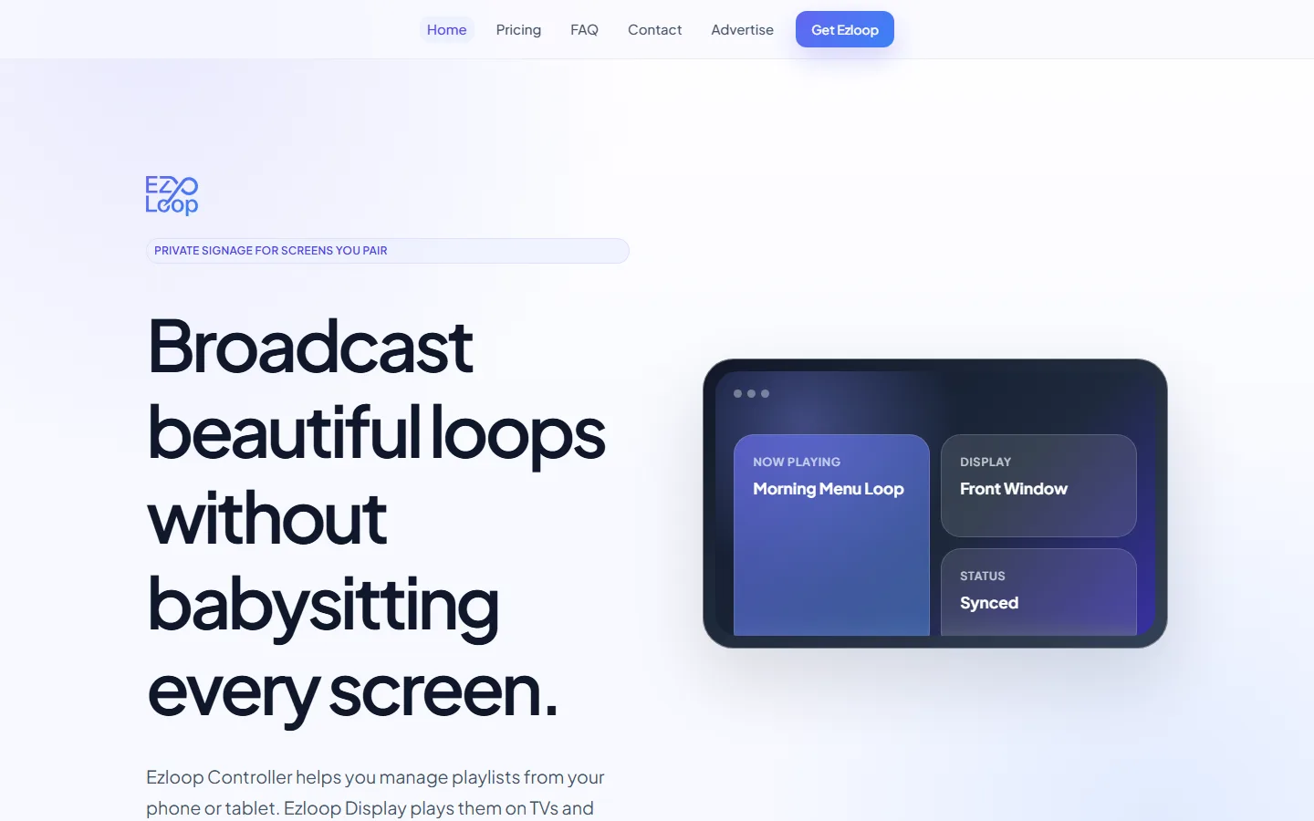 Ezloop website shown on desktop
